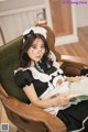 Beautiful Kwon Hyuk Jeong cute pose with maid outfit (13 photos)